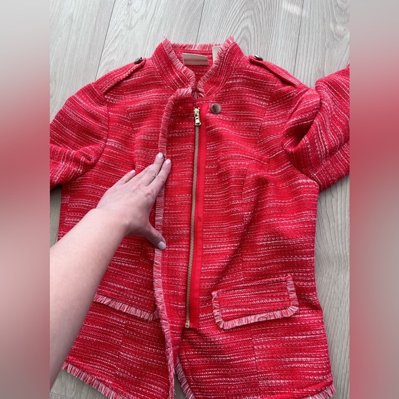 Chicos Military style tweed blazer with gold accent - Picture 8 of 10